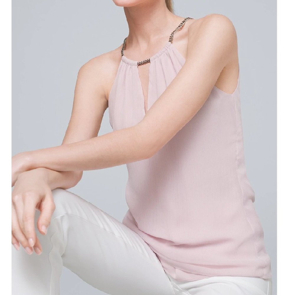 🌸Host Pick🌸 WHBM Pale Pink Chain-trim Halter Top